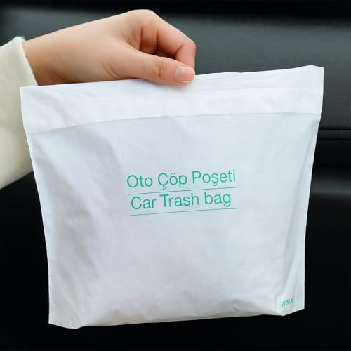 Kendinden Yapışkanlı Tek Kullanımlık Oto Çöp Poşeti, 20’li Paket, Sızdırmaz ve Dayanıklı Araç İçi Torba, Seyahat İçin Hijyenik Kullan At, 23x18.5 cm Araba Aksesuarı