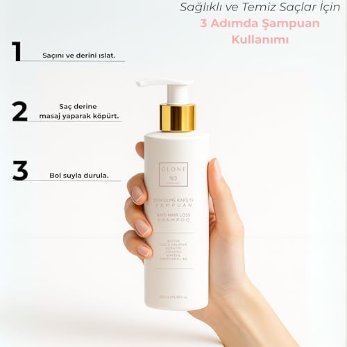 GLONE Dökülme Karşıtı Onarıcı Şampuan, 250ml -%3 Procapil & Keratin, Kırılma ve Koparak Dökülmelere Karşı Güçlendirici, Sülfatsız