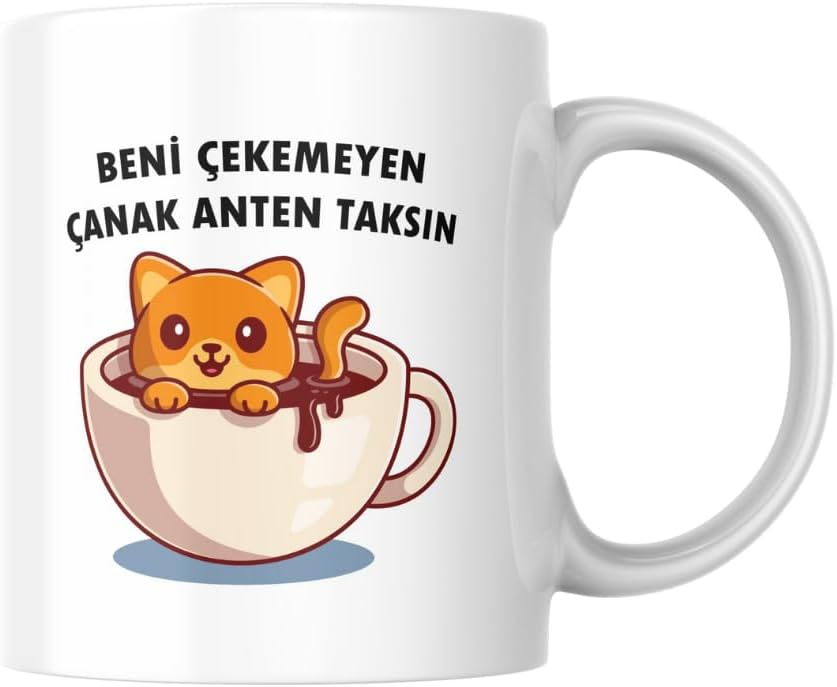Alternative view of Çekemeyen Anten Taksın Komik Baskılı Kupa Bardak Hediyelik Çay Kahve Kupası Coffee Mug