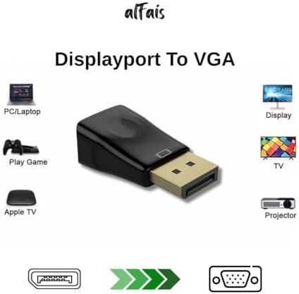 5251 Displayport To Vga Çevirici Dönüştürücü Adaptör Yalnızca DisplayPort'tan VGA'ya dönüşüm destekler. Çift yönlü değil.Masaüstü, dizüstü bilgisayarlar ve DisplayPort çıkışı sahip diğer Uyuml