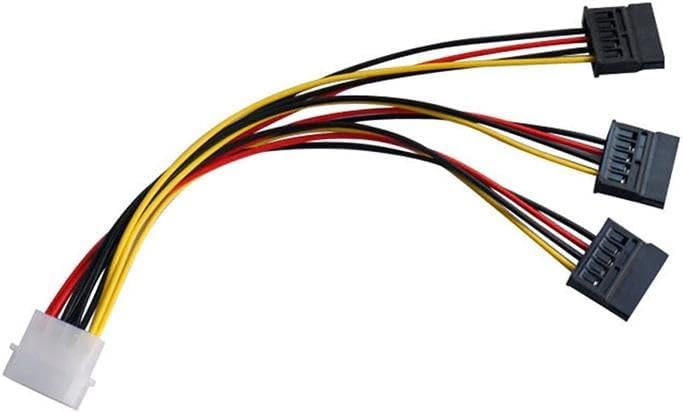 0151 Üçlü 3 Port ide Molex Sata Power Hdd 4 pin Güç Kablosu 4pin Molex erkek/ 3x 15pin SATA dişi 20 cm Sata Power 3lü çoklayıcı splitter