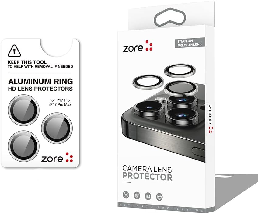 Alternative view of 17 Pro İçin CL-12 Premium Safir Parmak İzi Bırakmayan Anti-Reflective Kamera Lens Koruyucu (Titanyum-Gümüş)