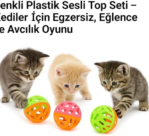 Alternative view of 4’lü Zilli Kedi Oyuncak Topu – Renkli Plastik Sesli Top Seti – Kediler İçin Egzersiz, Eğlence ve Avcılık Oyunu