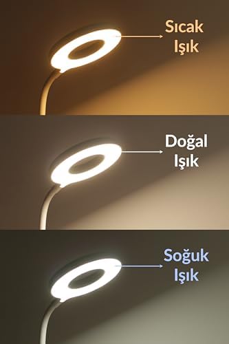 Alternative view of 2li SET Şarjlı Masa Lambası + Kronometreli Öğrenci Saati Renk Ayarlı Ders Çalışma Okuma Lambası Q3