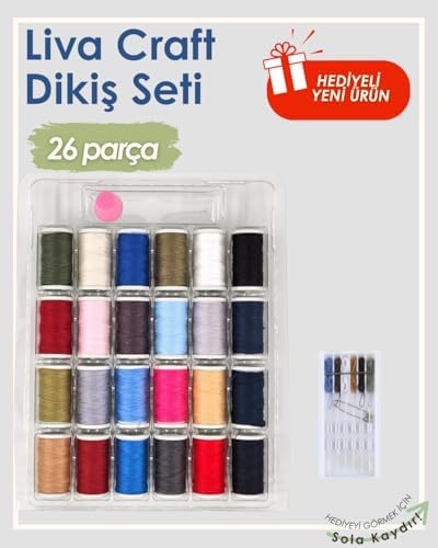 Liva 26 Parça Dikiş Seti – İğne, Yüksük, İplik ve Aksesuarlarla Dikiş Kiti