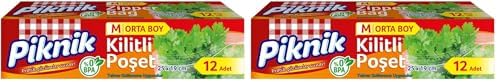 Piknik Orta Boy Kilitli Buzdolabı Poşeti 12li 2li paket