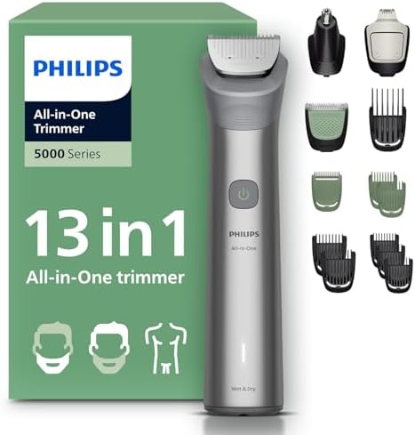 Alternative view of All-in-One Trimmer 5000 Series, 13'ü 1 Arada Erkek Bakım Seti, Yüz Saç Vücut, BeardSense Teknolojisi, 120 Dakika Çalışma, MG5942/15
