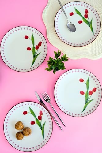 Alternative view of Tabakevi Tabak Evi Porselen Lale Tuval Pasta Takımı Rimli 20 Cm 4 Kişilik 4 Parça Tvl4Ptprs1160