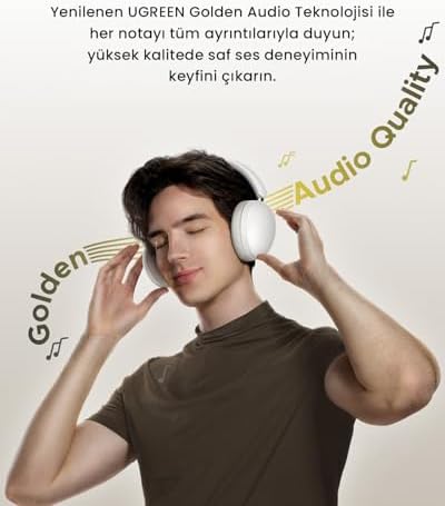 Alternative view of HiTune Max2 Yapay Zeka Destekli Gürültü Engelleyici Kablosuz Kulak Üstü Kulaklık, 80 Saat Çalma Süresi, Beyaz, 45017