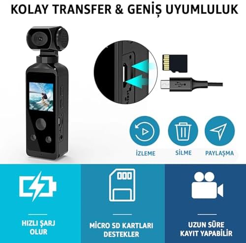 Alternative view of 4K Ultra HD Aksiyon Kamerası – 270° Geniş Açı - Döner Klips - Su Geçirmez Kılıf - WiFi Kamera - Dahili Mikrofon - Dahili Hoparlör - MİCRO SD Desteği