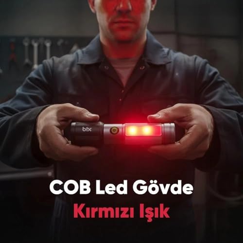 Bix Flashlight BX2153FL 7W LED, Max. 330 Lümen Parlaklık ve 325 Metreye Kadar Menzilli 2000mAh Şarj Edilebilir Manyetik Cob LED Gövdeli Kompakt El Feneri