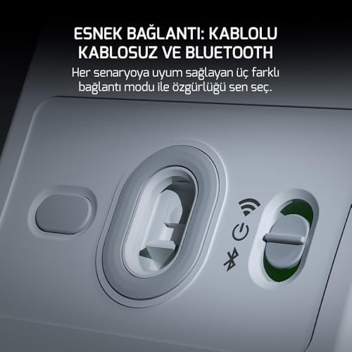 24.000DPI Triple Mode (Kablolu/Bluetooth/2.4G) Beyaz Gaming Mouse