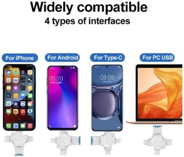4'ü1 arada USB 3.0 OTG Adaptörü SD/TF Kart Okuyucu ile, Type-C ve Lightning Bağlantıları, iPad ve Telefonlar için Dosya Transferi Desteği ile Çok Yönlü Mobil Depolama Cihazı. (4İN1)