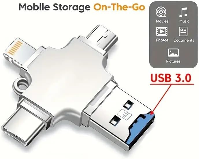 Alternative view of 4'ü1 arada USB 3.0 OTG Adaptörü SD/TF Kart Okuyucu ile, Type-C ve Lightning Bağlantıları, iPad ve Telefonlar için Dosya Transferi Desteği ile Çok Yönlü Mobil Depolama Cihazı. (4İN1)