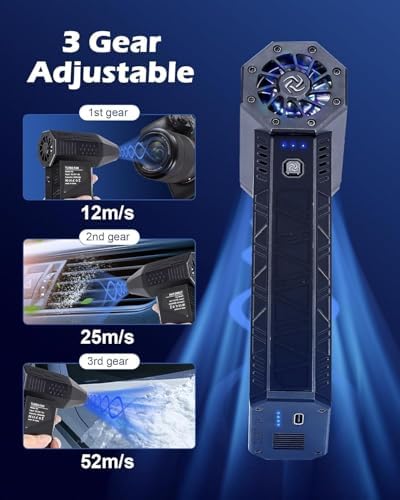 Alternative view of Turbo Jet Fan 120.000 RPM Şarjlı Ek Başlıklı 3 Kademeli Fenerli Basınçlı Hava Püskürtme Temizleyici – Taşınabilir Toz Üfleme PC Klavye Kasa Oto Araç Kurutucu Su İtici Araba Temizliği Mangal Fanı