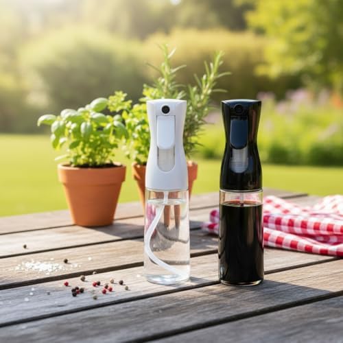 1 Adet Cam Sprey Yağlık, 225 ml Yağ ve Sirke Püskürtücü, Büyük Boy, Çok Amaçlı Mutfak Gereci, Airfryer İçin İdeal (Siyah & Beyaz) (BEYAZ)