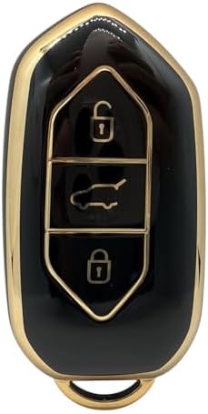 AutoHan Keys Togg T10x T10F Akıllı Anahtar Kılıfı, 3 Tuşlu, Koruma, Siyah-Altın