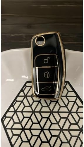 AutoHan Keys Focus, Fiesta, Mondeo, C-Max, Courier Araç Kumanda Kılıfı, 3 Tuşlu, Siyah-Altın