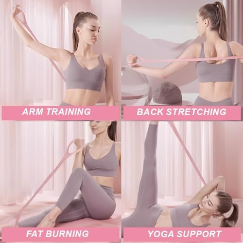 Alternative view of 1 Adet Figür 8 Fitness Direnç Bandı, Elastik Halat Streç Fitness Bandı Kol-Sırt-Omuz Egzersiz Halatı Antrenman Aleti Kadınlar Yoga Pilates Vücut için