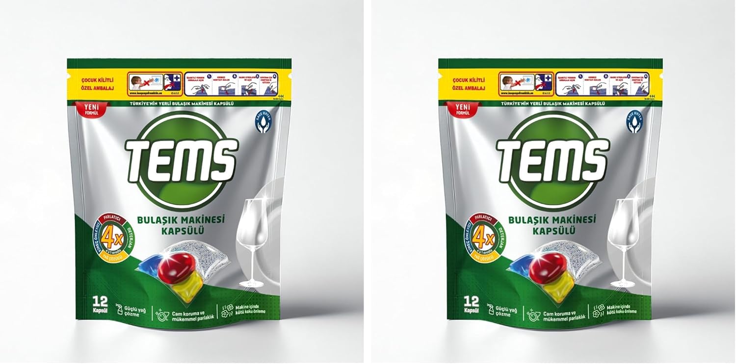 TEMS 4 ü 1 arada Bulaşık Makinesi Kapsülü 12 li 134 gr 2li paket