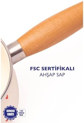Cupid Ahşap Saplı Kalp Desenli Sos Tavası 16Cm 1,3 Litre (İndüksiyon Dahil Tüm Ocaklara Uygun)