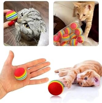 Alternative view of 3lü Gökkuşağı Sünger Kedi Köpek Çiğneme Oyun Topu Diş Çıkarma Kedi Oyuncağı