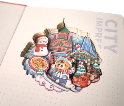 3 D Yılbaşı Temalı Defter Defter Katmanlı Oyma Sayfalı Defter Ajanda Bloknot 20,8 x 14 cm 120 Yaprak
