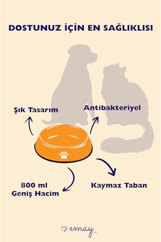 Kedi Köpek Mama Ve Su Kabı Pati Desen Mustard