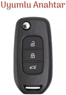 AutoHan Keys Megane 4 Joy, Clio 5, Captur, Taliant İçin 3 Butonlu Anahtar Kılıfı, Siyah-Gümüş