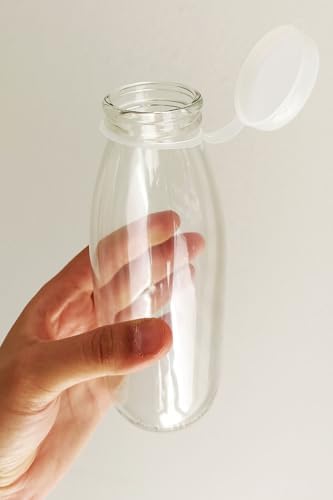 500 ml Şeffaf Sürahi Süt, Ayran, Su, Limonata, Meşrubat Şişesi 500 Cc Askılı Kapaklı Cam Şişe 6 Adet (6, Şeffaf Askılı Kapak, 500)