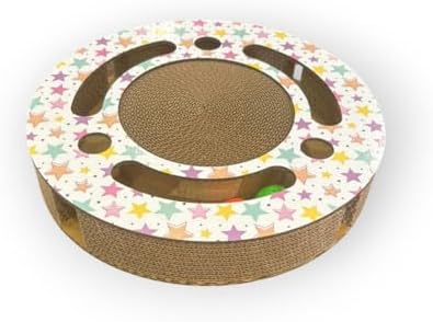 Rotipet Yıldız Desenli Toplu Yuvarlak Kedi Oyuncağı ve Tırmalama, 34 cm
