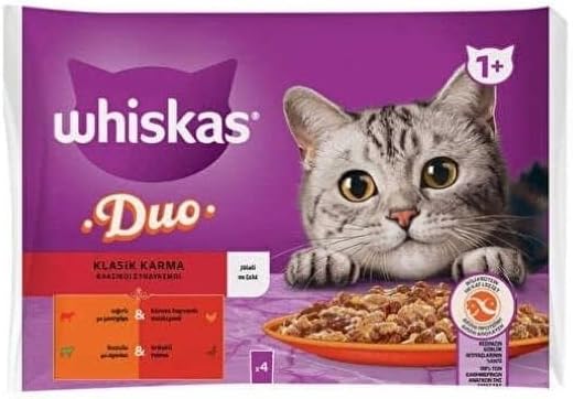 Whiskas Duo Klasik Karma Lezzetler Pouch Yetişkin Konserve Kedi Maması 4 Adet 85 Gr
