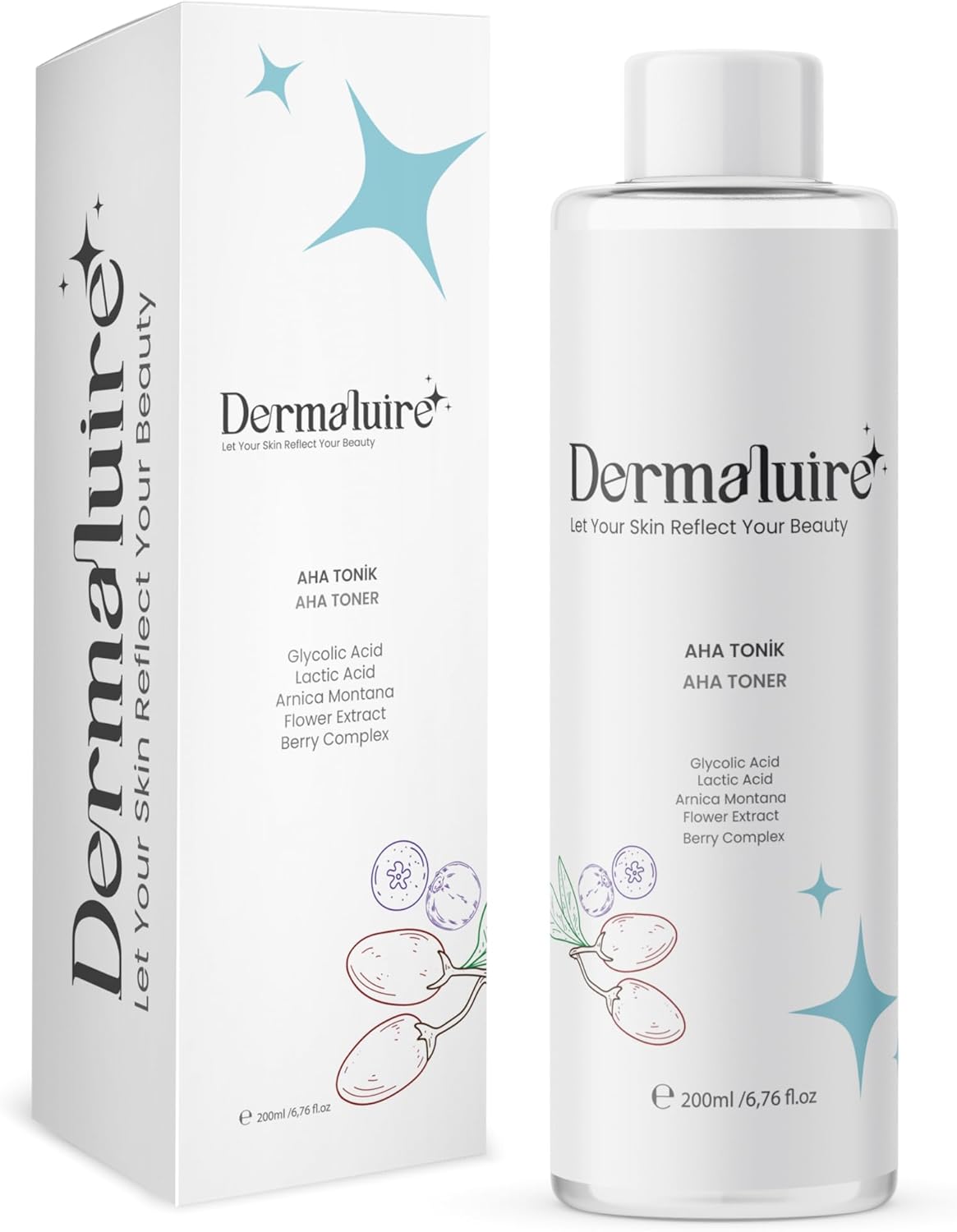 Dermaluire Akne Ve Sivilce Karşıtı, Gözenek Sıkılaştırıcı Aha Tonik 200ml (Glikolik Asit, Laktik Asit)