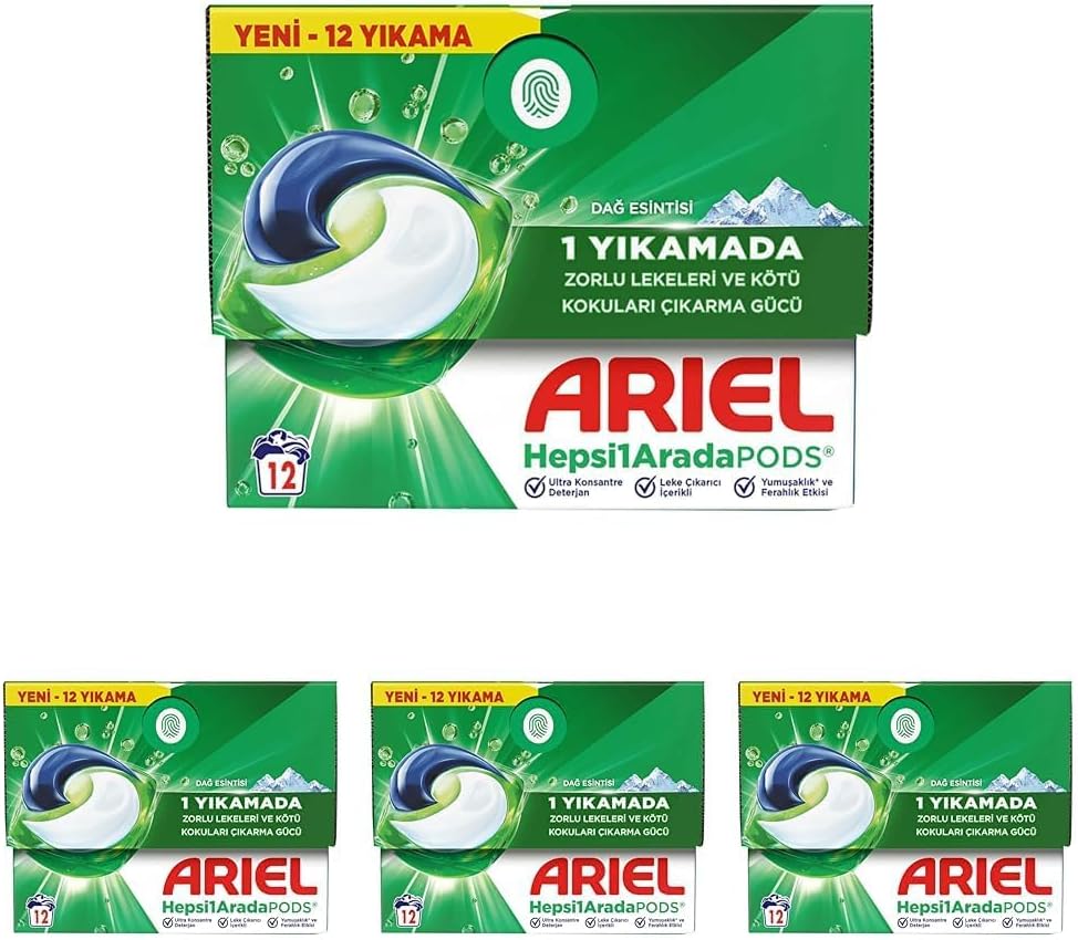 Ariel PODS Kapsül Çamaşır Deterjanı Baz 12'li 4lü paket