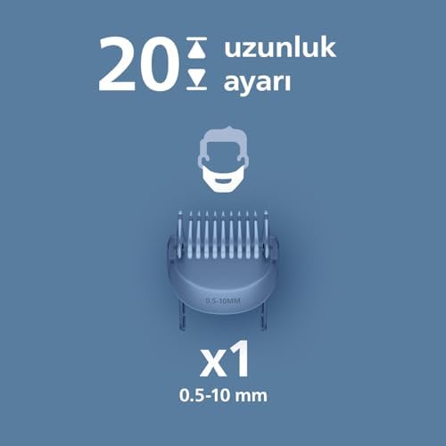 Beard Trimmer 3000 Serisi, Siyah, 20 Uzunluk Ayarı, Kendini Bileyen Bıçaklar, 60 Dakika Kablosuz Kullanım, USB-A Şarj, BT3617/15