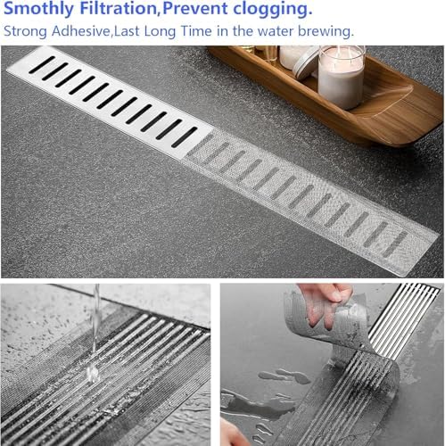 Alternative view of 3 Adet Kendinden Yapışkanlı Mutfak Lavabo Duşakabin Küvet Süzgeci, Saç Toplayıcı ve Gider Tıkanma Önleyici, Kesilebilir PVC File, Kullan At, 3×1 Metre Pratik Banyo Aksesuarı