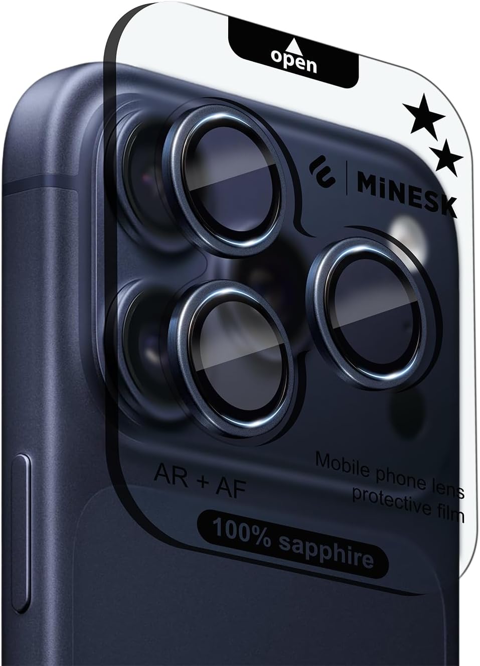 Alternative view of 16 Pro-16 Pro Max ve 17 Pro-17 Pro Max ile Uyumlu%100 Orijinal Gerçek Safir Cam Cihazın Kendi Lensleri ile Aynı Kalitede Lens Koruyucu Kamera Camı (Lacivert)
