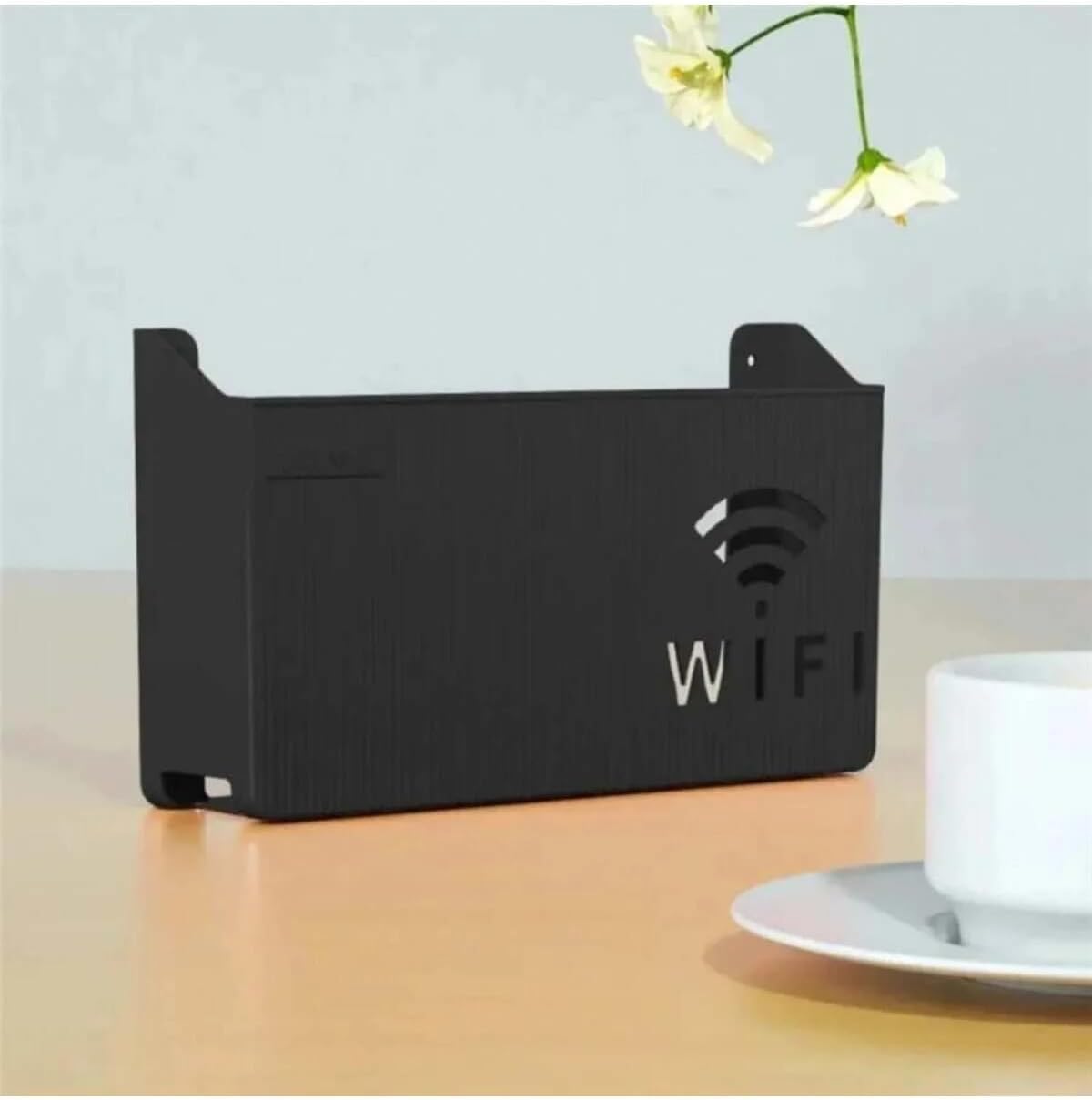 Siyah Wifi Kutusu Duvar Asılabilir Sigorta Ve Modem Saklama Kutusu 25x15x6 Cm
