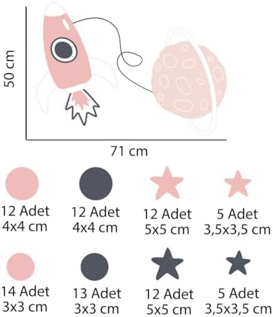 Alternative view of Uzay Aracı Gezegen Pembe Lacivert Yıldızlar Ve Puantiyeler