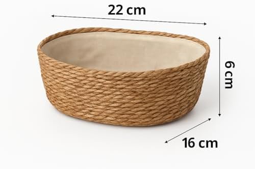 Alternative view of El Yapımı Hasır Ekmek Sepeti, Yıkanabilir Bez Astarlı Çok Amaçlı Oval Sunum ve Dekoratif Saklama Sepeti, Ekmeklik (22x16x8 cm)