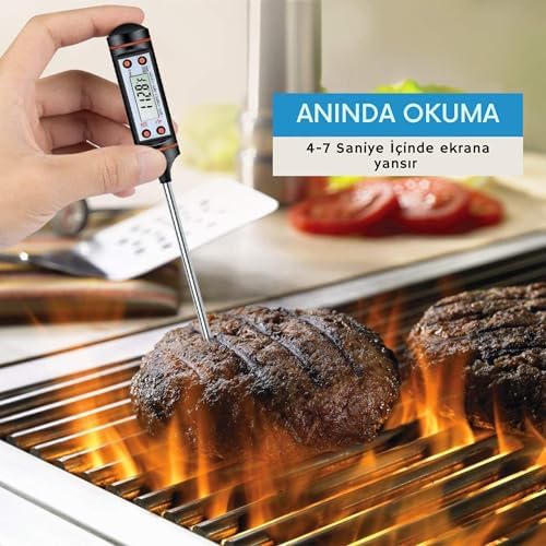 Alternative view of Dijital Mutfak Termometresi - Gıda Termometresi Sıvı Gıda Et Su Süt Yiyecek Sıcaklık Ölçer - Uzun Sensör Sayesinde Eliniz Yanmaz - Yüksek Hassasiyet Pişirme Termometresi
