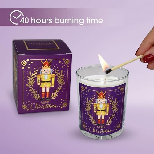 Alternative view of – Kurşun Asker (Nutcracker) Tasarımlı Mum, Mor Renk Temalı, 135 g Doğal Bio, 40 Saat Yanma Süresi, Cam Kavanoz, Şık Bristol Kutulu, Yılbaşı Koleksiyonu Hazır Hediye
