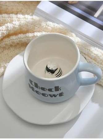 Alternative view of 3D Kedi Figürlü Porselen Kupa – Eğlenceli Yazılı Ve Sürprizli Tasarım, 350 Ml,Mavi