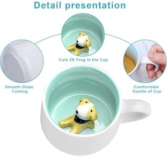 Alternative view of 3D Porselen Kupa – Sevimli Fularlı Köpek Figürlü, 350 Ml, Eğlenceli Ve Özgün Tasarım,Mavi