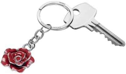 Alternative view of Anahtarlık Çiçek Gül Anahtarlık Çiçek Patentli Açma Mekanizmalı Nail Guard Anahtarların Kolayca Takılması için, Metal Döküm, Krom Kaplama, Kırmızı Gümüş Renkleri