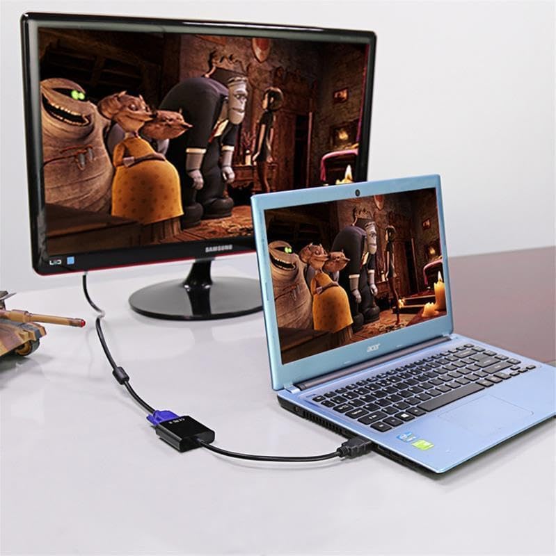 HDMI To VGA Kablosu Çevirici Dönüştürücü Adaptör HDMI VGA Monitör Kablosu 4487