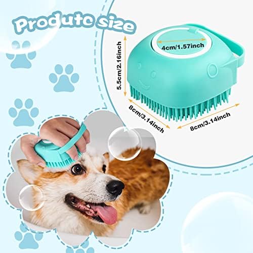 Turkuaz Şampuan Hazneli Kedi Köpek Yıkama Fırçası – Silikon Masaj Tarağı ile Evcil Hayvan Yıkama ve Tüy Temizleme – Kedi Köpek Banyo Fırçası