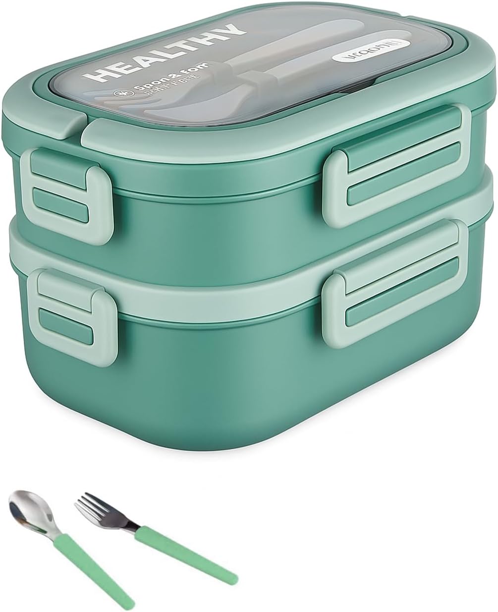 Alternative view of 1650 ML İki Kat Üç Bölme Paslanmaz Çelik Lunch Box Yeni Nesil Sefer Tası - Kaşık Ve Çatallı -6715