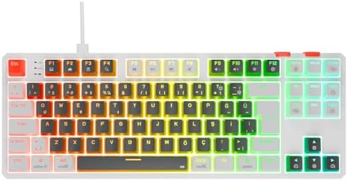 YORU TKL Gri/Beyaz Type-C Bağlantılı OUTEMU Red Swich Q Mekanik Gaming Oyuncu Klavye RGB