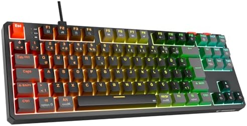YORU TKL Siyah/Gri Type-C Bağlantılı OUTEMU Red Swich Q Mekanik Gaming Oyuncu Klavye RGB